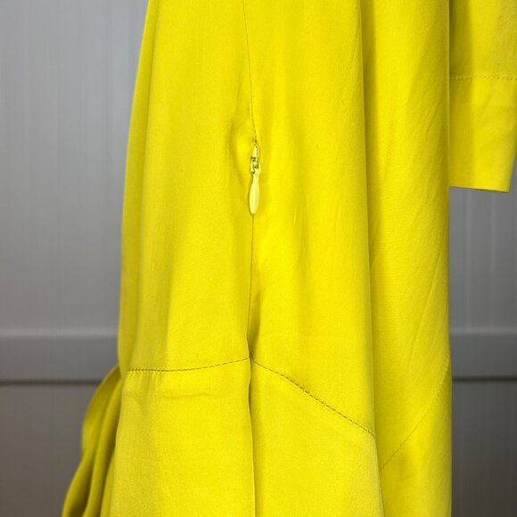 Samsoe and Samsoe Ono Long Sleeve Yellow Dress Tie Front Sulphur Spring Zip - Picture 4 of 12